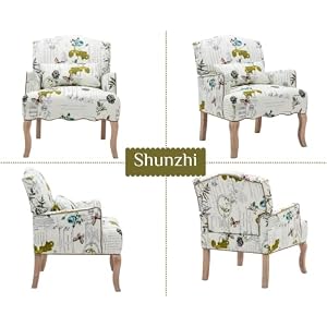 Mid Century Accent Chairs Set of 2Modern Floral Armchair Upholstered Reading Chair Comfy Linen Single Sofa Chair with Pillow for Bedroom/Living Room/Fireplace, Beige, Butterfly Pattern, 2PCS Mid Century Accent Chairs Set of 2Modern Floral Armchair Upholstered Reading Chair Comfy Linen Single Sofa Chair with Pillow for BedroomLiving RoomFireplace Beige Butterfly Pattern 2PCS