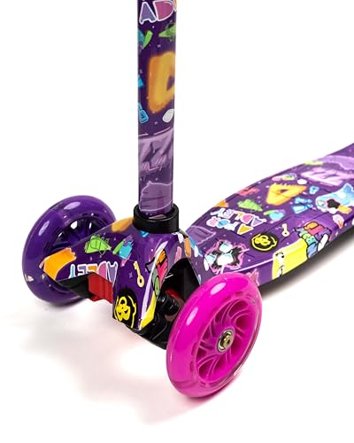 A for Adley Official Scooter, Self Balancing Kick Scooter with Light Up Wheels, 3 Wheel Platform, Foot Activated Brake, for Kids Girls or Boys (Rainbow Ghost Portal Rider)