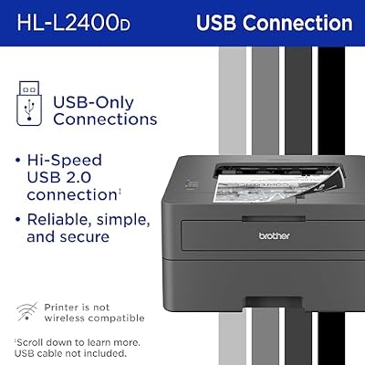 Brother Monochrome Laser Printer with 32 PPM Speed and Automatic 2-Sided Printing for Home Office, Fast Black and White Output, Compact Design with 250-Sheet Capacity (HL-L2400D)
