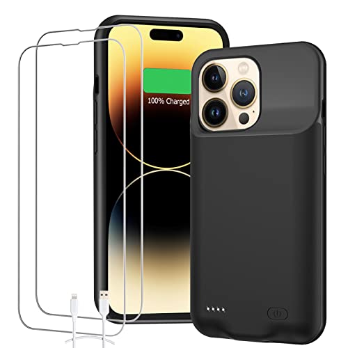 Battery Case For Iphone 14 Pro, Full Encircle 10000Mah High Capacity Rechargeable Portable Charging Case Extended Battery Pack Compatible With Iphone 14 Pro (6.1 Inch) Charger Case With Carplay-Black #TOP7
