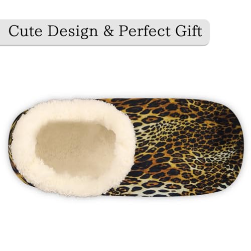 Leopard Print House Slippers for Women Men, Animal Leopard Print Fuzzy Soft Cozy Non Slip Slipper Socks3