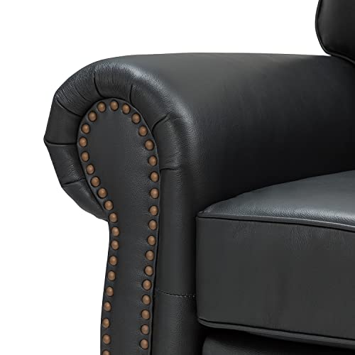 Hulala Home 81'' Upholstered Leather Sofa With Nailhead Trim And Rolled Armrests, Mid-Century Modern Living Room 3-Seater Couch, Black Couch With Removable Cushion For Bedroom Apartment #TOP6