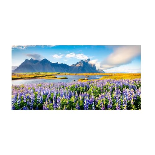 Tableau lupin lac Tekapo 70x140 cm poster montagne nature sans cadre
