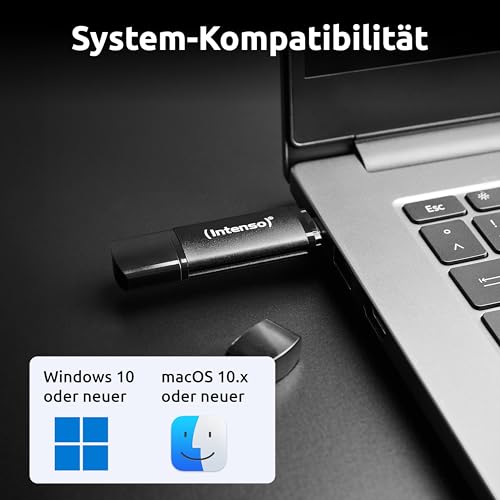 Intenso Flex Line USB-Stick, 32 GB - Dual USB-Stick 3.2 Gen 1x1 mit USB-C & USB-A für OTG-fähige Smartphone, Tablet, Laptop & PC, 70 MB/s, Schwarz