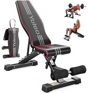 YOLEO Klappbare Hantelbank Multifunktion Training Fitness Bank Bauchtrainer Schrägbank mit 7-Fach Verstellbarer Rückenlehne/4-Fach verstellbarer Sitzkissen, Anregung Belastung 300kg, Sit Up Bank