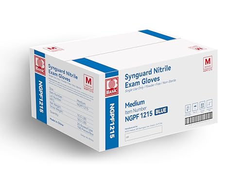 Synguard Nitrile Exam Gloves Medium Blue 100/Box 2000/Case NGPF1215