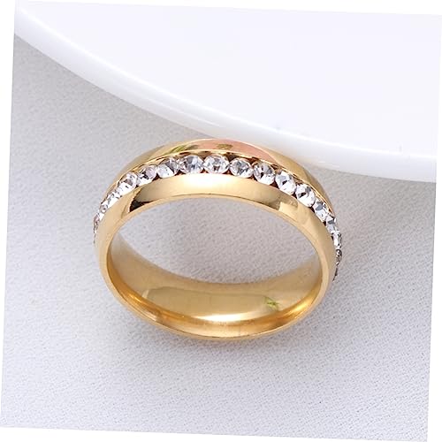 DEARMAMY Anillo de Compromiso Dorado con Cristales Anillo Sencillo y Elegante para Boda Joyería Inoxidable para Mujer - imagen 2