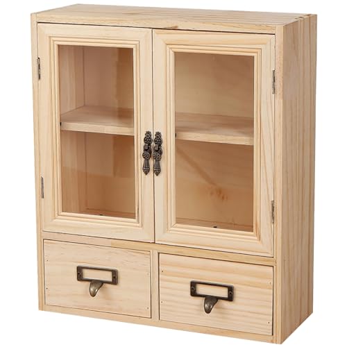 Rustic Mini Kitchen Cabinet with Clear Glass Doors - 2-Level