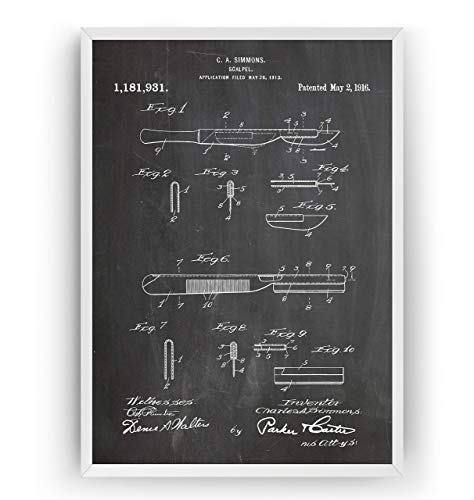 Magic Posters Scalpel 1916 Patent Print - Medical Office Surgeon Doctor Nurse Poster Giclee Art Wall Decor Vintage Blueprint Gift - Frame Not Included