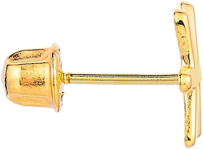 14k REAL Yellow Gold 12 Design Zodiac Stud Earrings with Screw Back