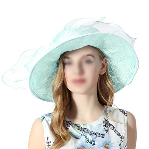 Hat Spring and Summer Gauze Cap with Big Cap Flowers Decorated Hat Accessories (Color : Blue)