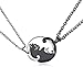 Collier Une Paire De Mode Pendentif Collier En Acier Inoxydable Noir Blanc Or Chaton Câlins Rond Couple Couture Collier Or Argent