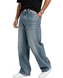 Misfuso Jean Baggy Homme Pantalon Homme Y2K Streetwear Pantalons en Denim décontractés Multipoches Bleu XL