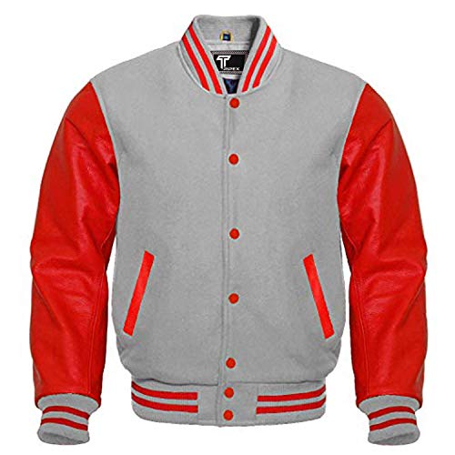 Image of Premium Letterman Baseball School College Bomber Varsity Jacket Purple & Gold Genuine Leather Sleeves