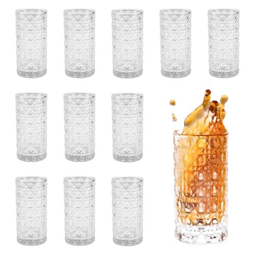 ZQXJWFY 1.18OZ Textured Glass Shot Glasses, Clear Crystal Pattern Design,
