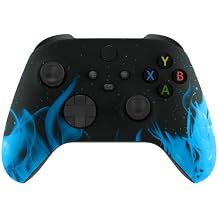 MODDEDZONE Custom Wireless UNMODDED Controller for Xbox One S/X and PC with Exclusive and Unique Designs - The Perfect Gaming Gift for Enthusiasts, Expertly Crafted in the USA - Blue Fire