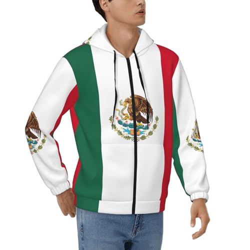 Sweat à capuche drapeau du Mexique pour homme avec fermeture éclair intégrale