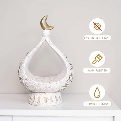 Hebdids Decorative White Ceramic Moon Tealight Holder with Gold Accent, 8.66 x 5.51 inches by Hebdids - Image 4