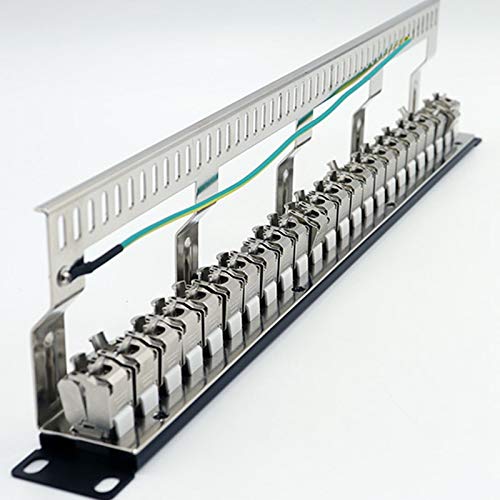 Panneau de Brassage Cat7 24Port CAT7 / CAT6A Panneau de Brassage EntièRement Blindé, INCL. Adaptateur Blindé 24X Cat7 1U 19 Pouces