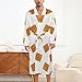 FOSKERV Women's Long Sleeve Robe, Soft Comfortable Loungewear with Belt, Fashion Open Front Nightgown for Bedroom, Living Room, Brown And Yellow Waffles, (L)