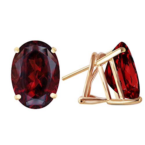 Galaxy Gold Gg 14K Yellow Gold Oval-Shaped Garnet French Clip Earrings #TOP5