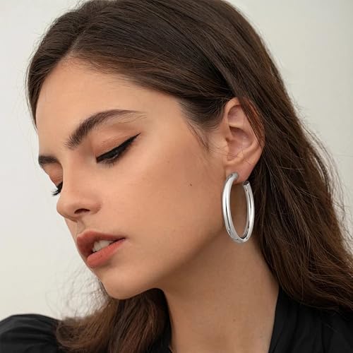 Image of Gacimy 14K Gold Plated Chunky Open Hoop Earrings for Women
