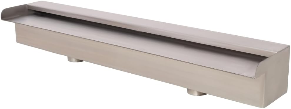 Stainless Steel Pool Fountain, 23.6" Waterfall Spillway for Outdoor Swimming Pool or Garden Pond Decoration, Sheer Descent Water Feature