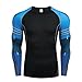 Compression Shirt Men Athletic Running Workout Gym Shirts Long Sleeve Color Block Sports Base Layer T-Shirt Tops Blue