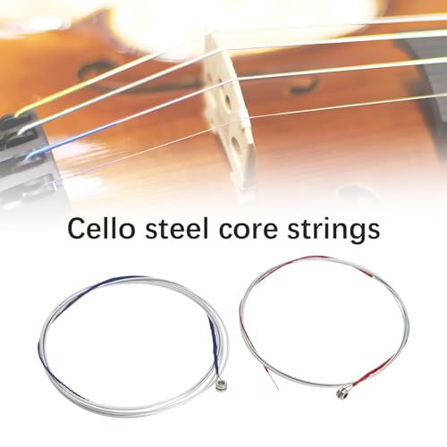 Create idea 4pcs Universal String Set for Cello String (A-D-G-C) Steel Core Nickel Plated Winding Accessories with Ball Head for 4/4 3/4 1/2 1/4 Cello