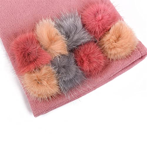 Tjlss Women Winter Thin Section Keep Warm Touch Screen Gloves Plus Velvet Cute Hairball Wrist Female Windproof Suede Fabric Gloves (Color : Pink, Size : One Size) #TOP4