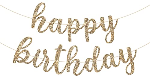 Champagne Gold Glitter Birthday Party Banner Bunting Banners for Girls Boys Women Men Baby Shower Birthday Party Decorations