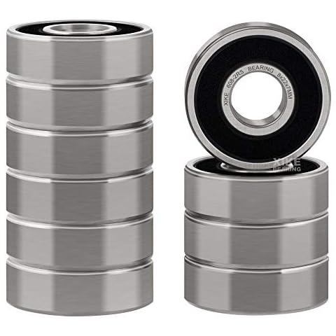 XIKE 10 Pcs 608-2RS Double Rubber Seal Bearings,Pre-lubricated and Stable Performance and Cost Effective,Deep Groove Ball Bearings 8x22x7mm Cover