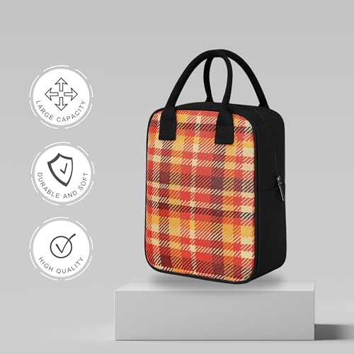 Image of Nibbler Lunch Bag Office Tiffin Bags for Men Women | Insulated Hot Cold Travel Lunch Bag | for Lunch Tiffin Box & Bottle | Multi-use Storage I for Office & School (Tartan Plaid)