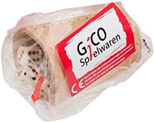 GICO Wysokiej jakości kubek w kostkę (prawdziwa skóra) standard (9 cm) z 6 kostkami - 5902