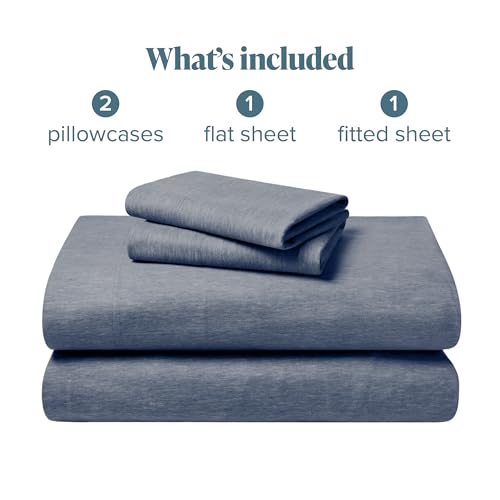 Bare Home Flannel Sheet Set Prints, 100% Cotton, Velvety Soft Heavyweight - Double Brushed Flannel for Extra Softness & Comfort - Deep Pocket - Bed Sheets (Full, Heathered Indigo) by Bare Home - Image 9