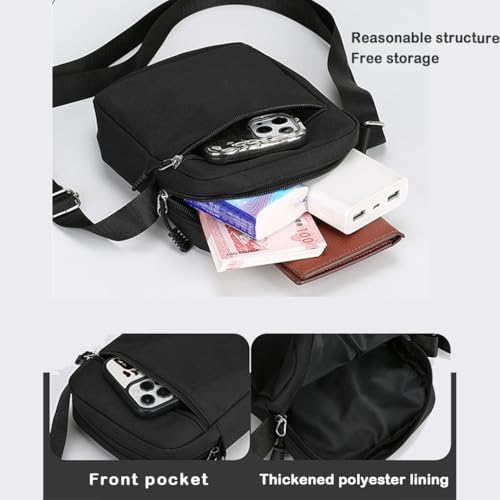 شنطة يد وكتف للرجال من بيجثري، شنطة صغيرة للرجال، شنطة كروس بودي للسفر، شنطة كروس للجوال، شنطة كتف كاجوال، شنطة كتف كاجوال مع حزام كتف قابل للتعديل ومقصورة، أسود