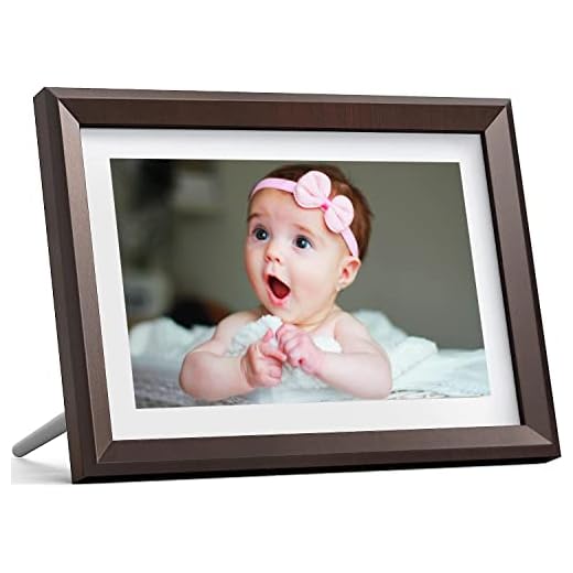 Dragon Touch Digital Picture Frame WiFi 10 inch IPS Touch Screen HD Display, 16GB Storage, Auto-Rotate, Share Photos via App, Email, Cloud - Classic 10