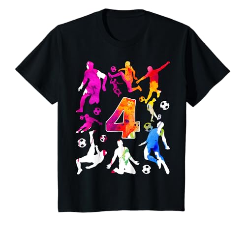 Bambino NUMERO 4 ANNI CALCIO 4 COMPLEANNO Maglietta