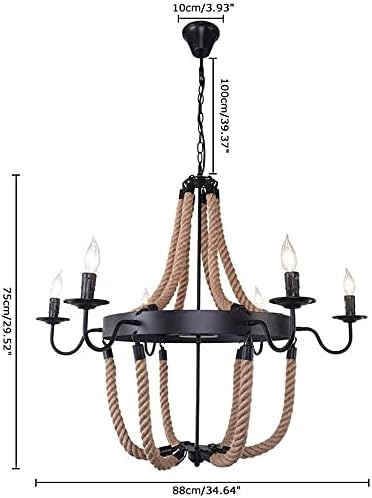 UZOURI Industriële hennepkledingwinkel Cafe-stijl kroonluchter Hotelverlichting (zes lichten) photo 3