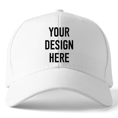 Custom Hats for Men Women,Custom Baseball Cap Design Your Own,Customized Baseball Cap Add Your Logo Picture Text A-White