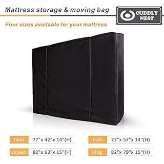 Waterproof Canvas Mattress Storage Bag for Moving and Storage – Reusable Heavy Duty Mattress Bag with Zipper and Lifting & Moving Straps(Black, Queen)