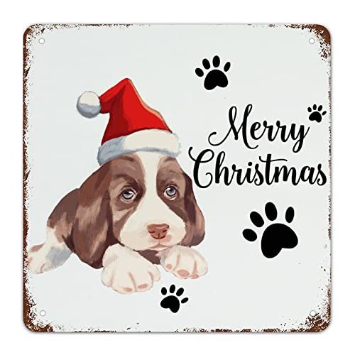 Plaque rétro en métal Merry Christmas Berger Belge : idée cadeau déco Noël originale