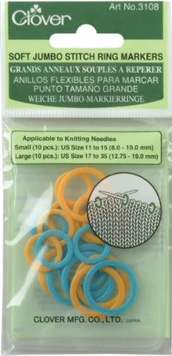 Clover 3108 Soft Jumbo Stitch Ring Markers, Other, Multicoloured, 2.58 x 8.47 x 14.92 cm