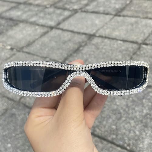 Image of Small Square Sunglasses for Women,Cute Fashion Wrap Around Sunglasses,Trendy Y2k Sunglasses Vintage Narrow Shades
