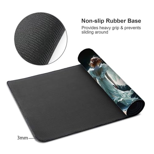 BEIJUYHU Tapis de Souris, Texturé, Résistant à l'usure, Lavable, Tapis Ordinateur Bureau Noir Ange Tapis de Souris Antidérapant, Convient pour Les Jeux, la Maison et Le Bureau, 1000x500x3mm K-5 – vue 3