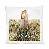 Generisch Personalisiertes Foto Kissen 40×40 cm – Kissen mit eigenem Bild & Datum – Bezug oder mit Füllung – Geschenk für Paare, Hochzeit & Jahrestag