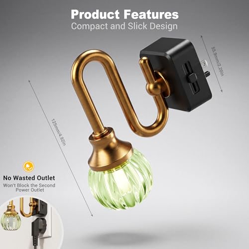 Image of JandCase Night Light, Night Lights Plug into Wall Green Tulip 2 Pack