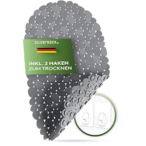 SilverRack Badmat, antislip, 69 x 36 cm, antislipmat, badkuip, BPA-vrij, douchemat, schimmelbestendig en machinewasbaar, kiezelsteenlook, antraciet
