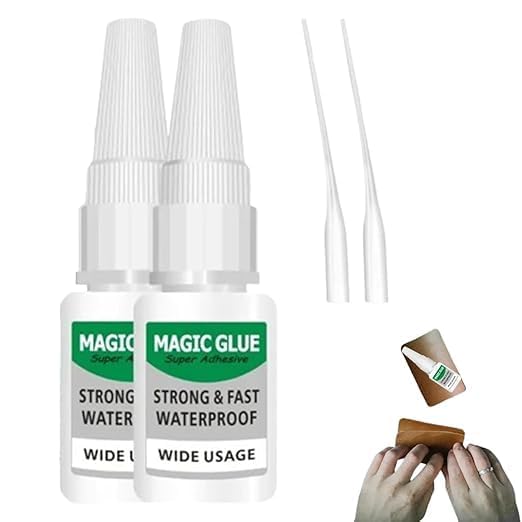 Magic Glue, Magic Glue Super Adhesive Strong & Fast Waterproof Wide Usage, All Purpose Super Glue for Metal, Plastic, Wood, Ceramics (2 pcs)