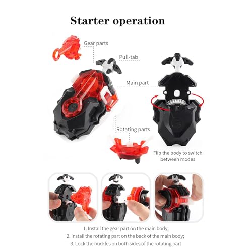 Gkopune 8pcs Gyros Turbo Set, Gyros Kreisel Set,4D Spielzeug Geschenk + Launcher Mit Box Set,LAN